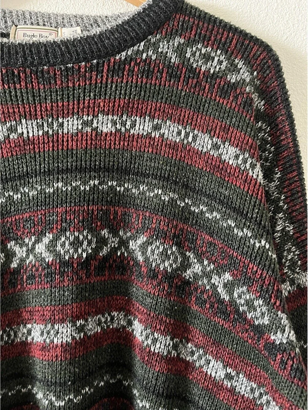 Vintage Bugle Boy Striped Knit Sweater Large USA Made⁠